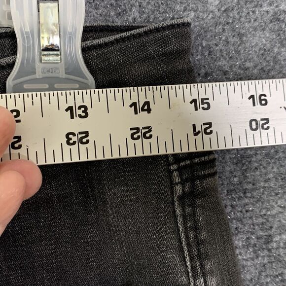 American Eagle Outfitters Black Denim Jeans Women 12 Long Hi- Rise Crop Flare - Picture 6 of 12